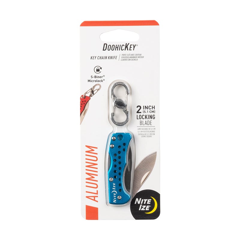 Nite Ize DoohicKey Key Chain Knife - Keychain with Folding Pocket Knife for Keychains - Pocket & Folding Knife on Carabiner for Keys - Hiking & Camping Accessories - Blue - Image 1